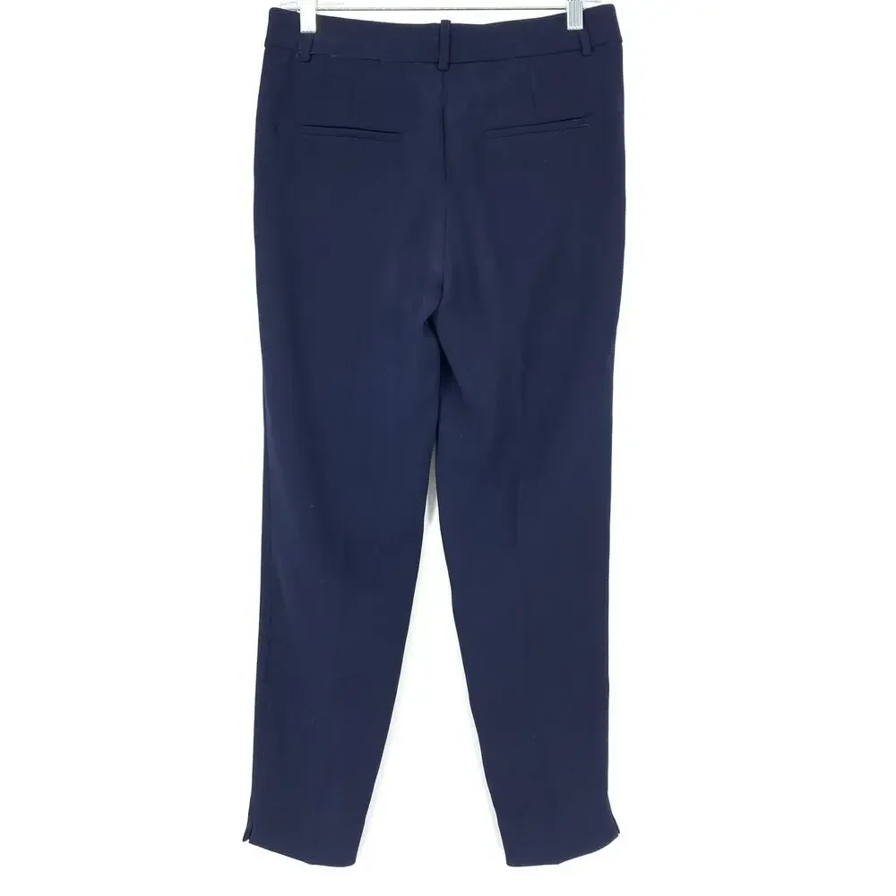 J. Crew Pants Collection Women's Size 0 Cropped Trouser Navy Blue Crepe
